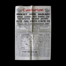 Cumhuriyet Gazetesi 2 Eylül 1939