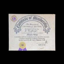 Lions Üyelik Sertifikası